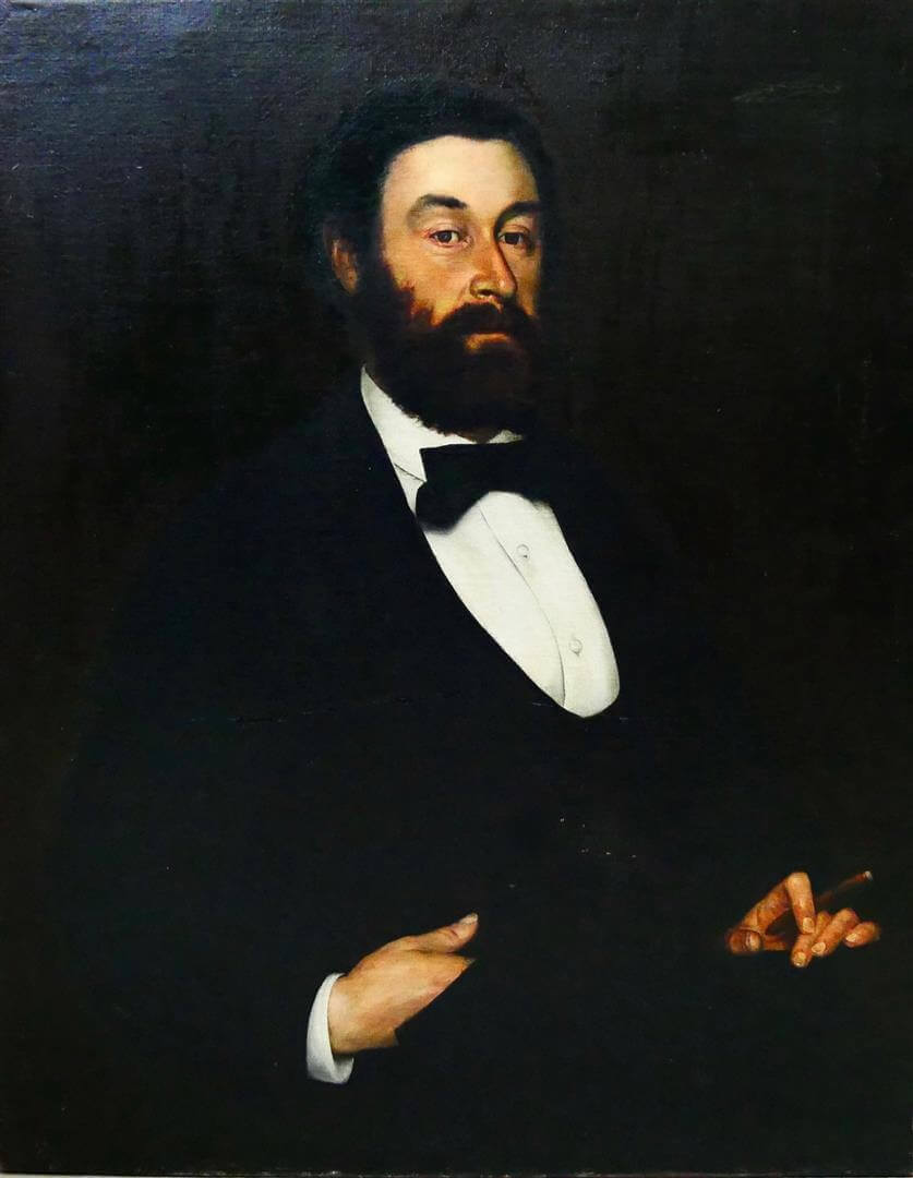 ECOLE DELA FIN DU XIXe SIECLE - Portrait d'homme au cigare - Huile sur toile